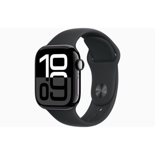 Apple Watch S10 GPS (42mm) kozmoszfekete alumínium tok, fekete sportszíj (M/L) okosóra