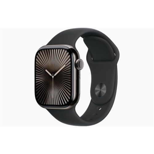 Apple Watch S10 Cellular (42mm) palaszürke titán tok, fekete sportszíj (S/M) okosóra