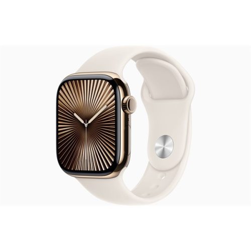 Apple Watch S10 Cellular (42mm) arany titán tok, csillagfény sportszíj (M/L) okosóra