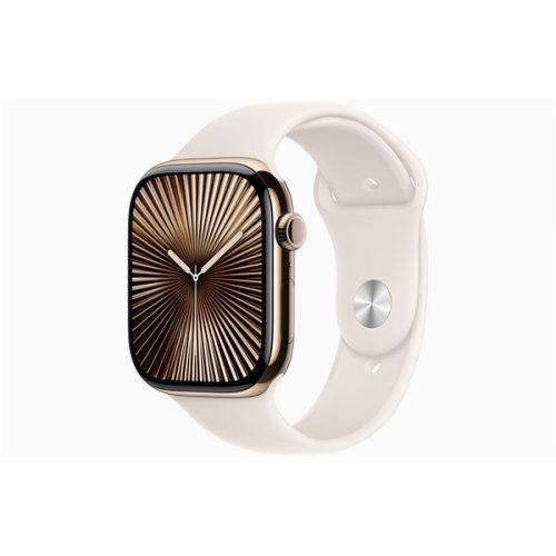 Apple Watch S10 Cellular (46mm) arany titán tok, csillagfény sportszíj (S/M) okosóra