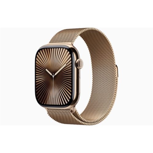 Apple Watch S10 Cellular (46mm) arany titán tok, arany milánói szíj (M/L) okosóra