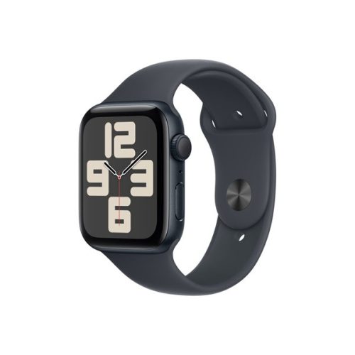 Apple Watch SE2 v3 GPS (44mm) éjfekete alumínium tok, éjfekete sportszíj (M/L) okosóra