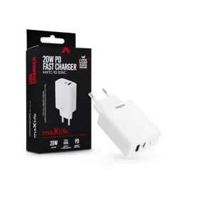   Maxlife ML789838 PD+QC 20W Type-C + USB fehér gyorstöltő adapter