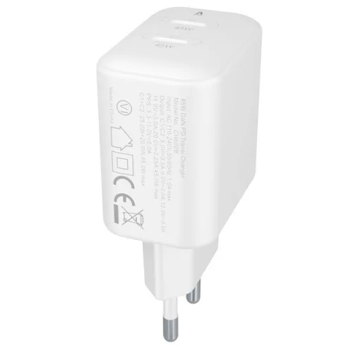 AVAX CH602W SPEEDY+ 45W GaN 2x USB-C PD3.0 fehér gyors töltő adapter