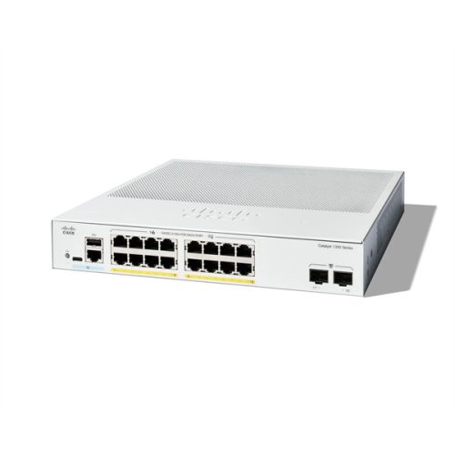 Cisco Catalyst C1300-16FP-2G 16x GbE PoE+ LAN 2x GbE SFP port L3 menedzselhető PoE switch