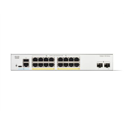Cisco Catalyst C1300-16FP-2G 16x GbE PoE+ LAN 2x GbE SFP port L3 menedzselhető PoE switch