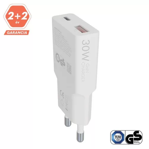 AVAX CH641W NANO SLIM 30W USB-C (PD3.0)+USB-A (QC3.0) fehér hálózati töltő