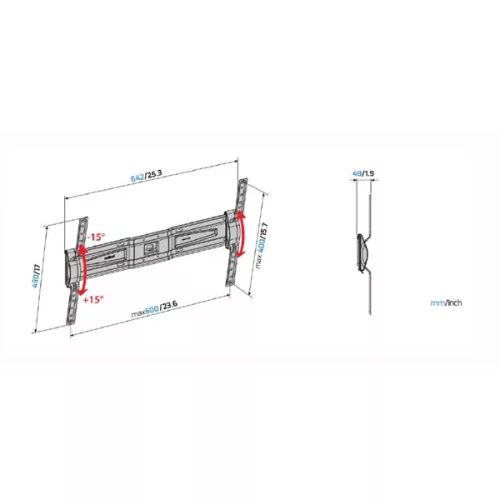 Meliconi Flatstyle FT600 DW 50"-85" dönthető fali TV konzol