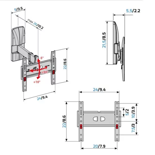 Meliconi Slimstyle Plus 200SR FB 14"-45" karos fali TV konzol