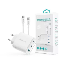   Devia ST111967 Extreme Speed Series 65W GaN PD fehér hálózati gyorstöltő adapter + USB-C+USB-C kábel