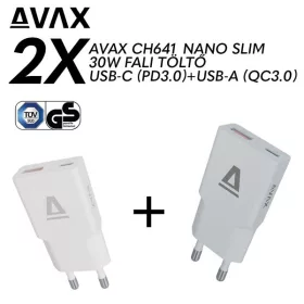   AVAX CH641W & CH641LB – 30W GaN USB-C & USB-A Gyorstöltő Duo