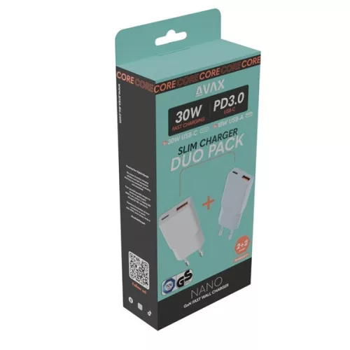 AVAX CH641W & CH641LB – 30W GaN USB-C & USB-A Gyorstöltő Duo