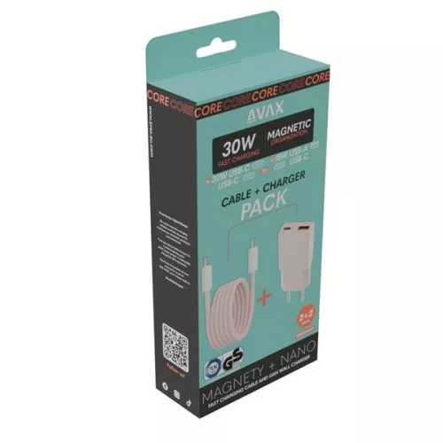 AVAX CH641P & CB610P – 30W GaN Gyorstöltő & 100W Mágneses USB-C Kábel csomag