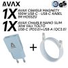AVAX CH641LB & CB610LB – 30W GaN Gyorstöltő & 100W Mágneses USB-C Kábel csomag