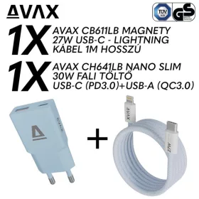   AVAX CH641LB & CB611LB – 30W GaN Gyorstöltő & 27W Mágneses Lightning Kábel csomag