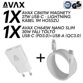   AVAX CH641W & CB611W – 30W GaN Gyorstöltő & 27W Mágneses Lightning Kábel csomag