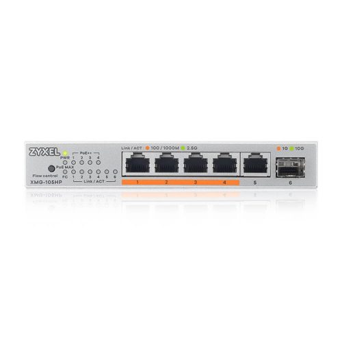 ZyXEL XMG-105HP 5x2.5GbE Multi-Gig PoE++ LAN (70W) 1xSFP+ nem menedzselhető PoE switch
