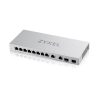 Zyxel XGS1010-12 v2 8xGbE LAN 2x2.5GbE Multi-Gig LAN 2xSFP+ port nem menedzselhető switch