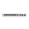 Zyxel XGS1010-12 v2 8xGbE LAN 2x2.5GbE Multi-Gig LAN 2xSFP+ port nem menedzselhető switch