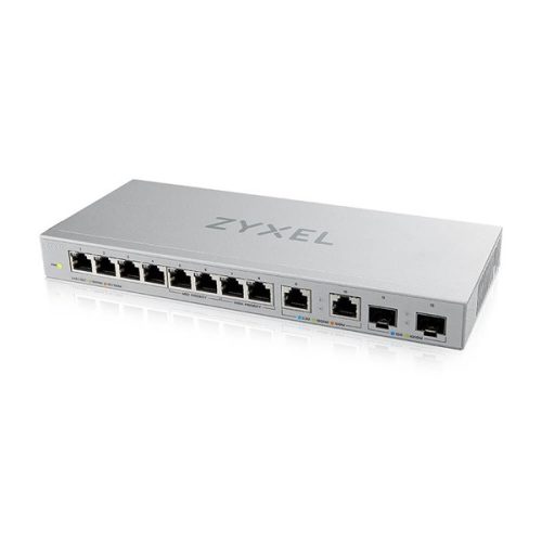 Zyxel XGS1010-12 v2 8xGbE LAN 2x2.5GbE Multi-Gig LAN 2xSFP+ port nem menedzselhető switch