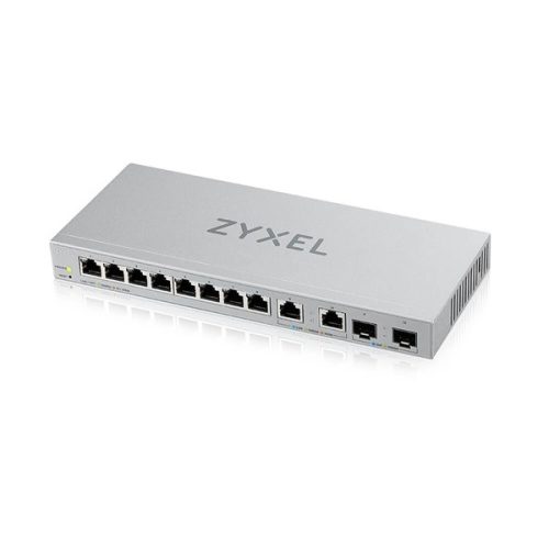 ZyXEL XGS1210-12 v2 8xGbE LAN 2x2.5GbE Multi-Gig LAN 2xSFP+ port web menedzselhető switch