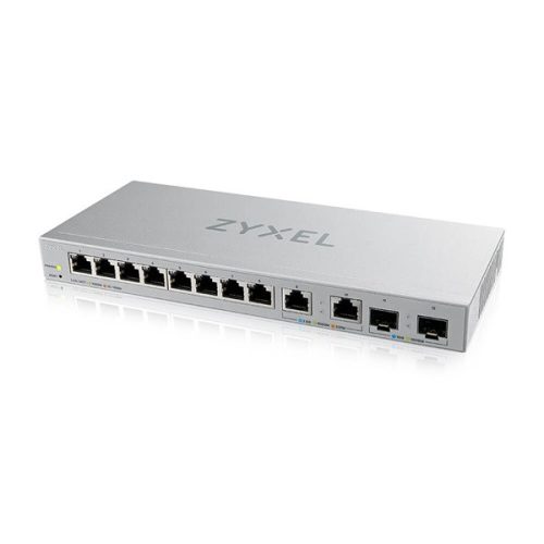 ZyXEL XGS1210-12 v2 8xGbE LAN 2x2.5GbE Multi-Gig LAN 2xSFP+ port web menedzselhető switch