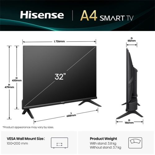Hisense 32" 32A4Q HD Ready Smart LED TV