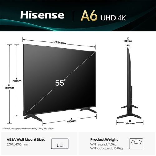 Hisense 55" 55A6Q 4K UHD Smart LED TV
