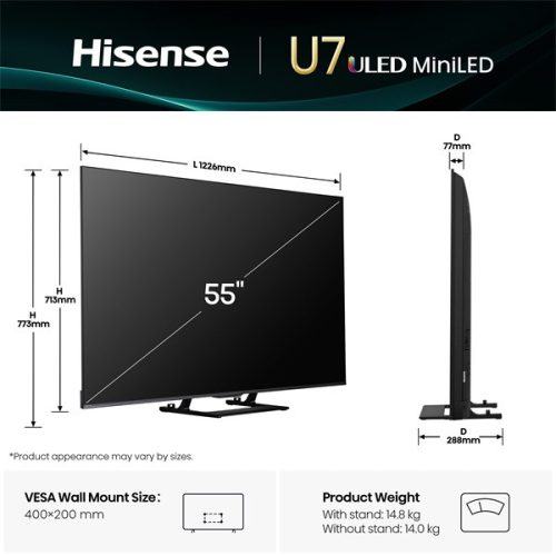 Hisense 55" 55U7Q 4K UHD Smart MiniLED ULED TV