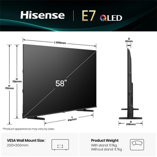 Hisense 58" 58E7Q 4K UHD Smart QLED TV