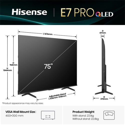 Hisense 75" 75E7QPRO 4K UHD Smart Gamer QLED TV