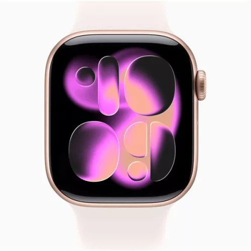 Apple Watch S11 GPS-es (42mm) rózsaarany alumínium tok, lágy rózsaszín M/L sportszíjas okosóra