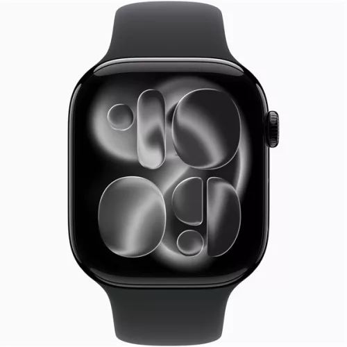 Apple Watch S11 GPS-es (46mm) kozmoszfekete alumínium tok, fekete S/M sportszíjas okosóra