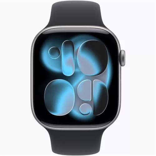 Apple Watch S11 GPS-es (46mm) asztroszürke alumínium tok, fekete S/M sportszíjas okosóra