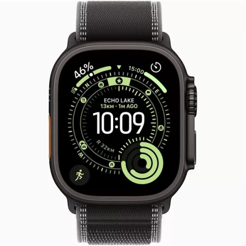 Apple Watch Ultra 3 Cellular (49mm) fekete titánium tok, fekete S/M terep pánt okosóra