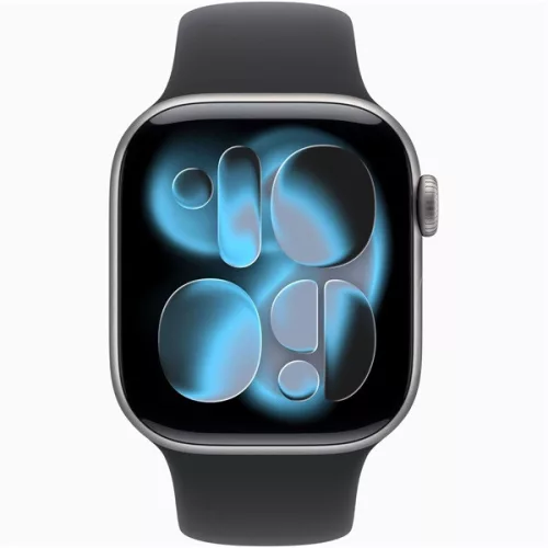 Apple Watch S11 Cellular (42mm) asztroszürke alumínium tok, fekete M/L sportszíjas okosóra