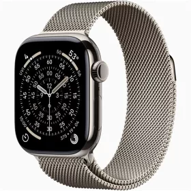   Apple Watch S11 Cellular (42mm) natúr titánium tok, natúr milánói szíjas okosóra
