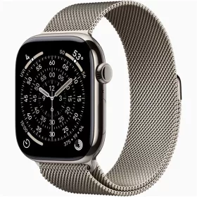   Apple Watch S11 Cellular (46mm) natúr titánium tok, natúr S/M milánói szíjas okosóra