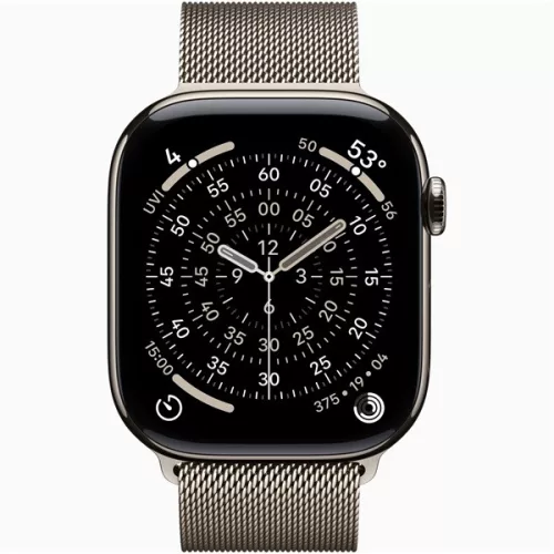 Apple Watch S11 Cellular (46mm) natúr titánium tok, natúr M/L milánói szíjas okosóra