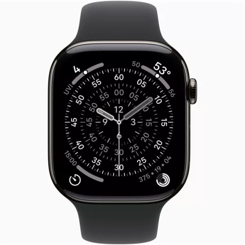Apple Watch S11 Cellular (46mm) palaszürke titánium tok, fekete S/M sportszíjas okosóra