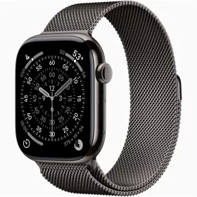   Apple Watch S11 Cellular (46mm) palaszürke titánium tok, palaszürke S/M milánói szíjas okosóra