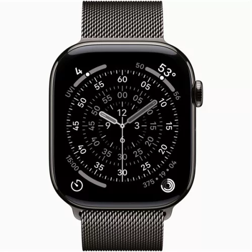 Apple Watch S11 Cellular (46mm) palaszürke titánium tok, palaszürke S/M milánói szíjas okosóra