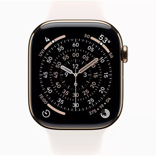 Apple Watch S11 Cellular (46mm) arany titánium tok, lágy rózsaszín M/L sportszíjas okosóra