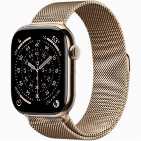   Apple Watch S11 Cellular (46mm) arany titánium tok, arany S/M milánói szíjas okosóra