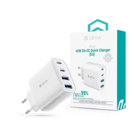   Devia ST137325 Pro1 40W GaN QC 2xUSB + 2xType-C fehér hálózati gyorstöltő adapter