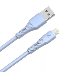   AVAX CB3305 USB-A – Lightning szilikon töltőkábel, 1.5 m, világoskék