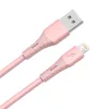 AVAX CB3306 USB-A – Lightning szilikon töltőkábel, 1.5 m, rózsaszín