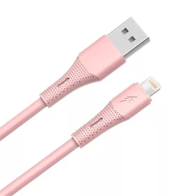   AVAX CB3306 USB-A – Lightning szilikon töltőkábel, 1.5 m, rózsaszín