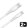AVAX CB4301 2x 18W USB-A – USB-C gyorstöltő szilikon kábel csomag, 1.5 m, fehér