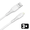 AVAX CB4306 3x USB-A – Lightning szilikon töltőkábel csomag, 1.5 m, fehér